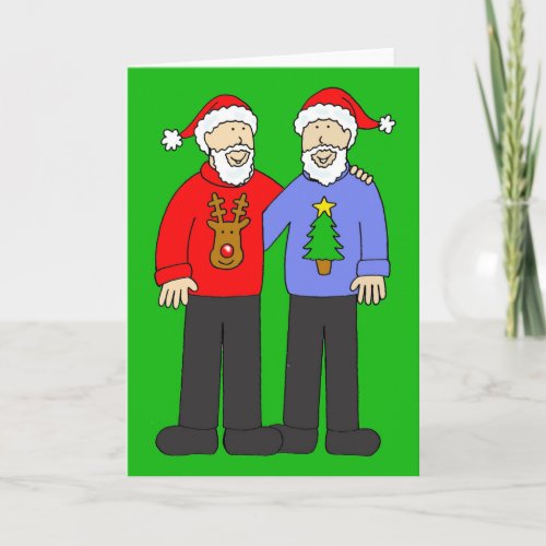 Happy Christmas Gay Hipster Couple Holiday Card