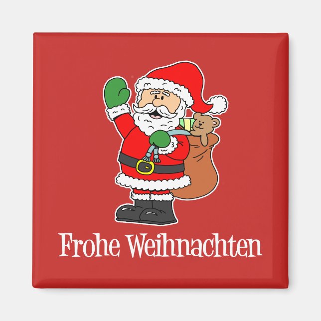 Happy Christmas German Christmas Santa Magnet (Front)