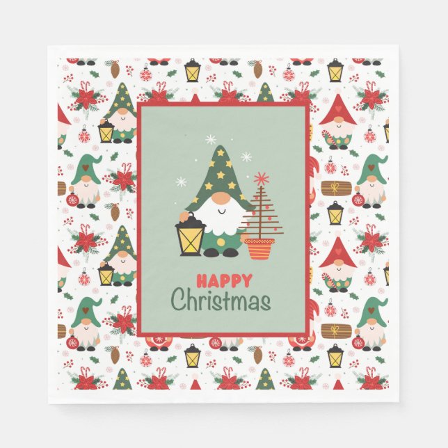 Happy Christmas Gnome Napkins (Front)