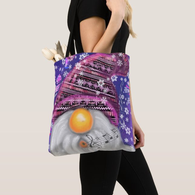 Happy Christmas Gnome Tote Bag (Close Up)