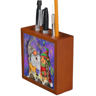 Happy Christmas Gnomes Desk Organizer