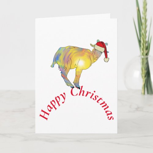 Happy Christmas Goat Santa Card