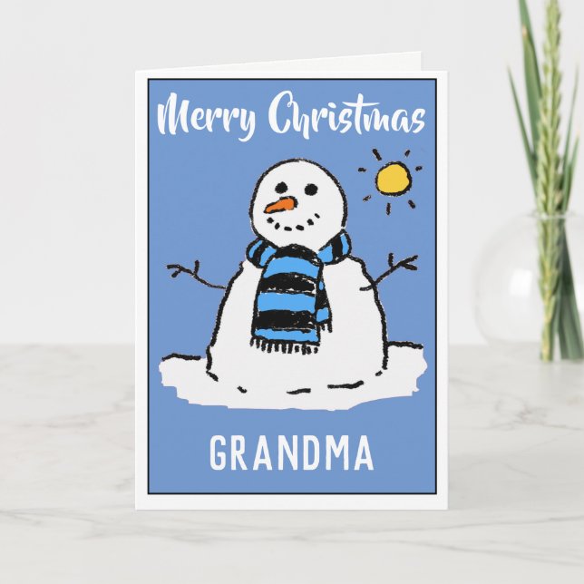 Happy Christmas Grandma Snowman Christmas Card (Front)