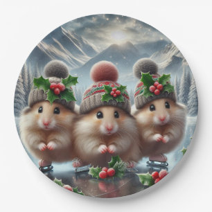 Happy Christmas Hamsters Paper Plates