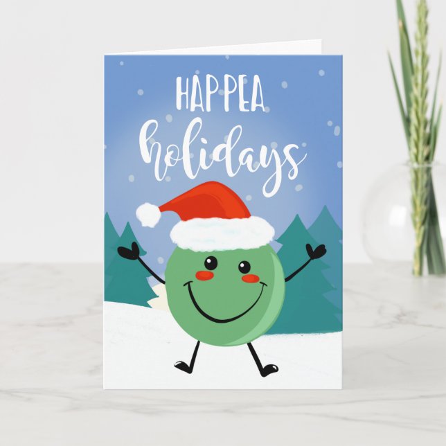 happy christmas happea pea art funny pun gag card (Front)
