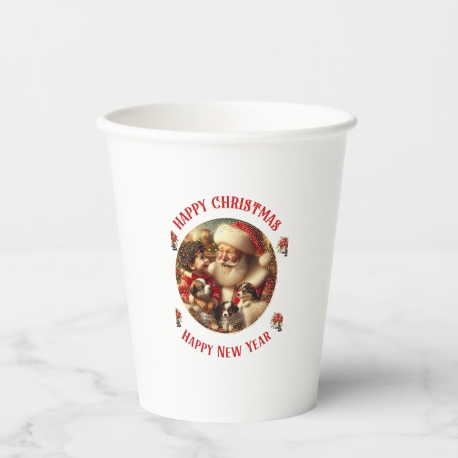 "Happy Christmas- Happy New Year" Paper Cups (Front)