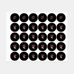 Happy Christmas   Hippies Symbol Santa Claus Hat Labels