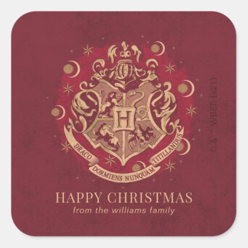 Happy Christmas  HOGWARTS Crest _ Personalized Square Sticker
