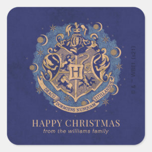 Happy Christmas   HOGWARTS™ Crest - Personalized Square Sticker