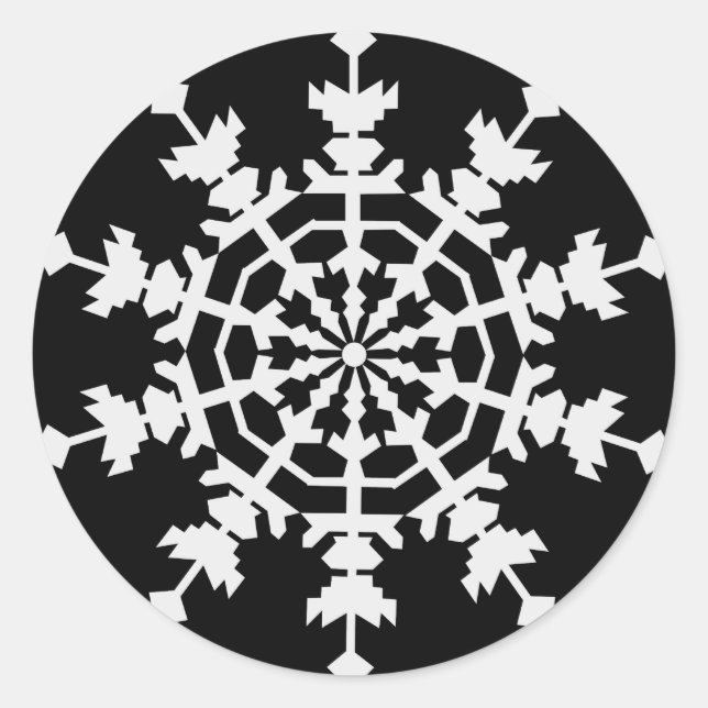 Happy Christmas - Ice Crystal - Snow Flake Classic Round Sticker (Front)