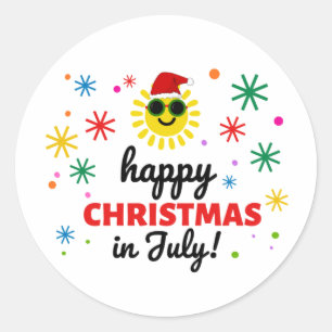 Happy Christmas in July Classic Round Sticker