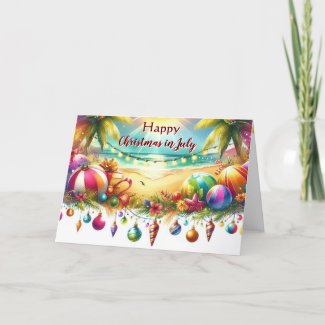 Happy Christmas in July Tropical Holiday Card