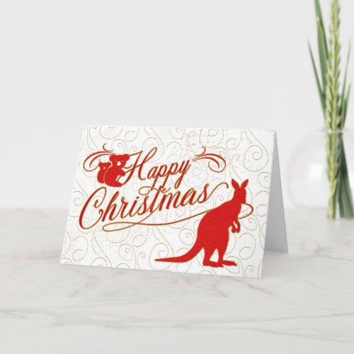 Happy Christmas Kangaroo and Koala Bears Outback Holiday Card