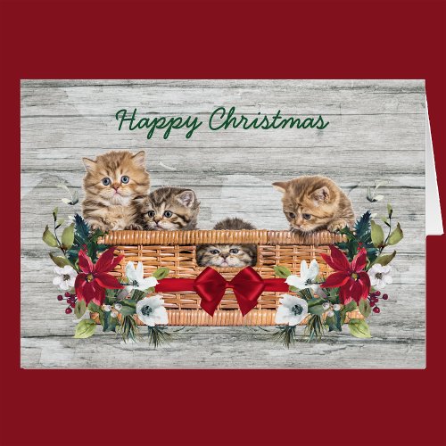 Happy Christmas Kittens in Basket