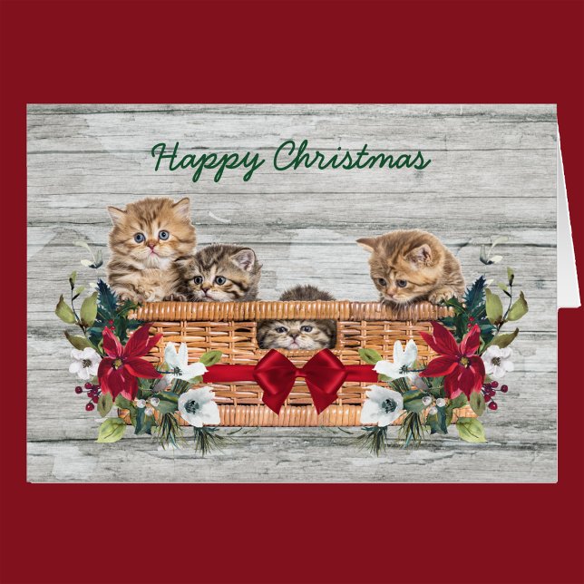 Happy Christmas Kittens in Basket Cards (Creator Uploaded)