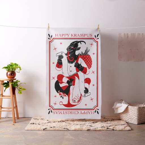 happy christmas krampus fabric