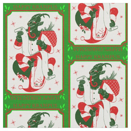 happy christmas krampus santa fabric