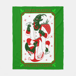 happy christmas krampus santa fleece blanket