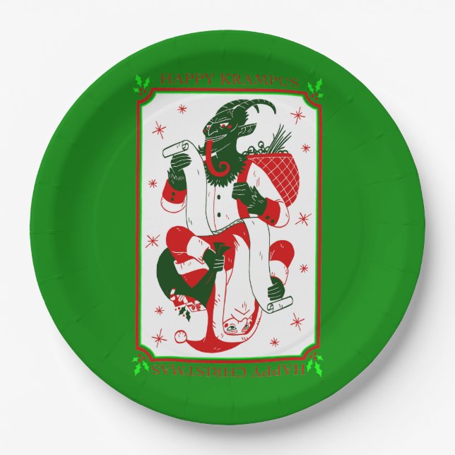 happy christmas krampus santa paper plates (Front)