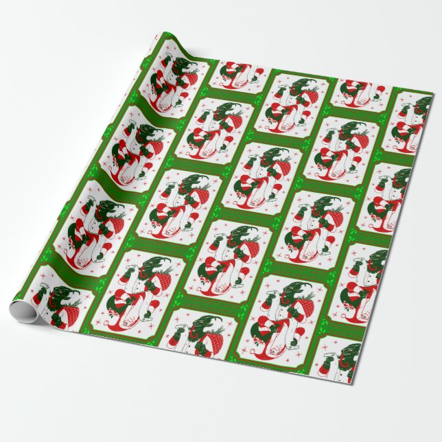 happy christmas krampus santa wrapping paper (Unrolled)
