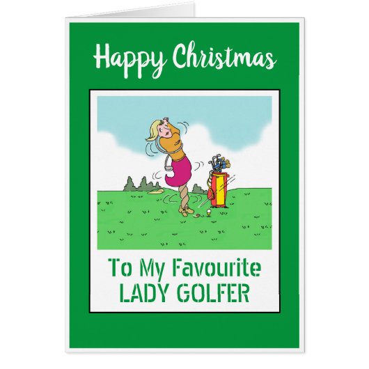 Happy Christmas Lady Golfer Cards (Front)