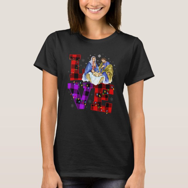 Happy Christmas Love Nativity Laurie Furnell Xmas T-Shirt (Front)