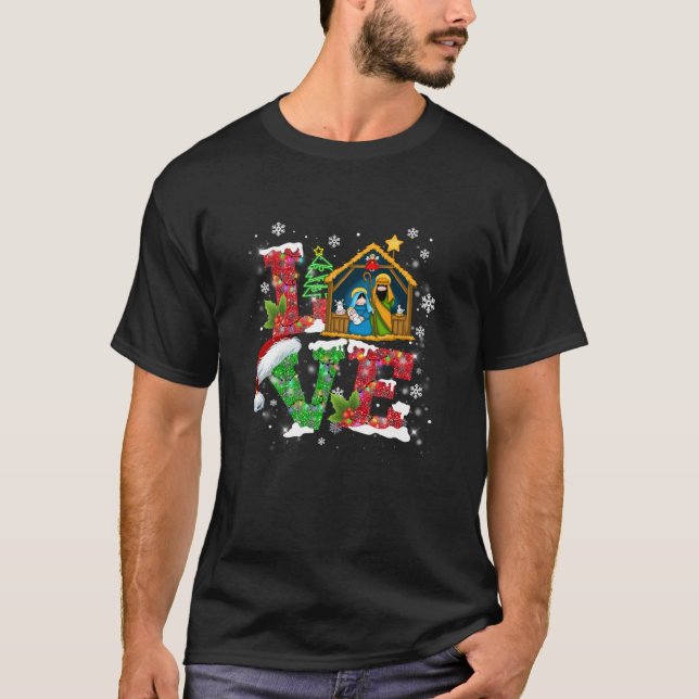 Happy Christmas Love Nativity Laurie Furnell XMas  T-Shirt (Front)