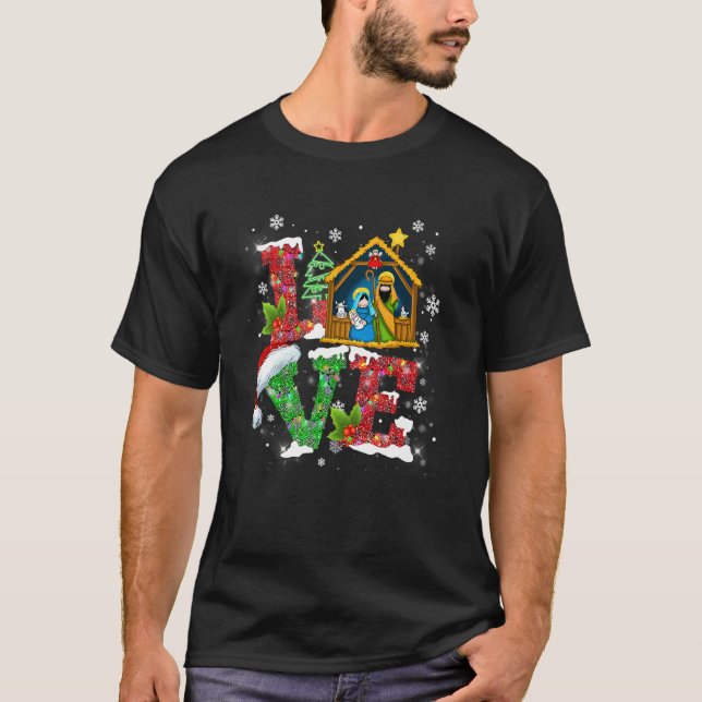 Happy Christmas Love Nativity Laurie Furnell XMas  T-Shirt (Front)