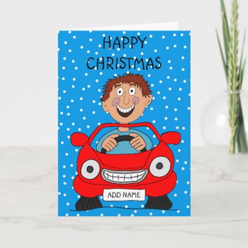 Happy Christmas Man Driving Card