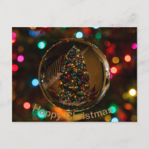 Happy Christmas maroon color postcard