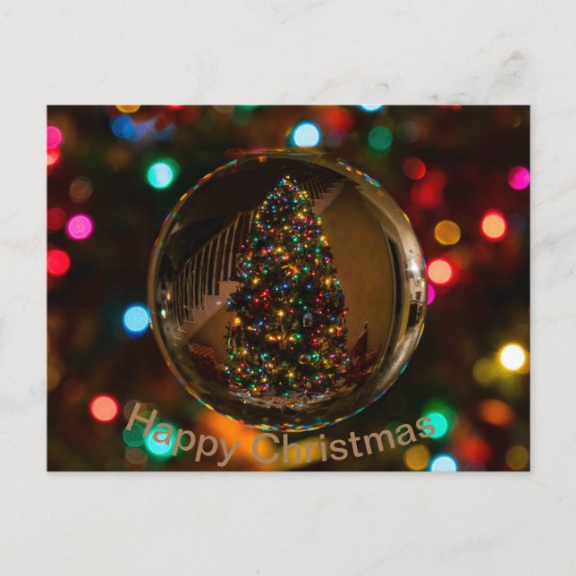 Happy Christmas maroon color postcard  (Front)