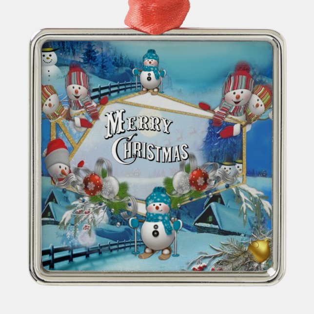 Happy Christmas Metal Ornament (Front)