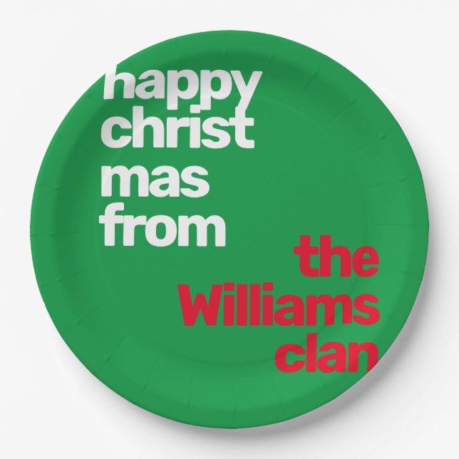 Happy Christmas Napkin – Custom Name, Adjustable  Paper Plates (Front)