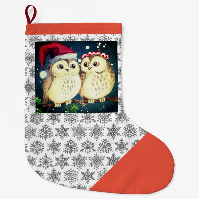 HAPPY CHRISTMAS OWLS Christmas Stocking (Front)