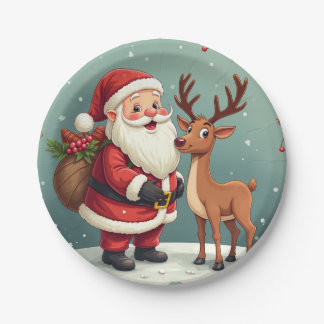 happy christmas paper plates