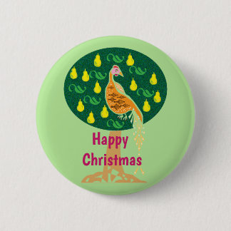 Happy Christmas partridge in pear tree Button