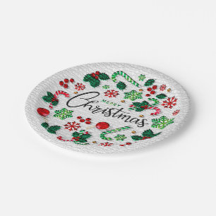 Happy Christmas Party Time Design Paper Plates