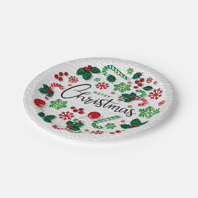 Happy Christmas Party Time Design Paper Plates (Angled)
