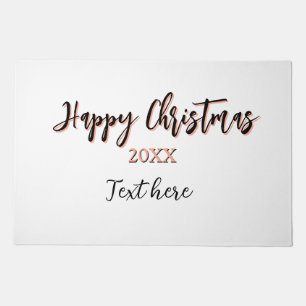 Happy Christmas peach black year name details holi Doormat