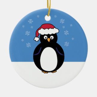 Happy Christmas Penguin Ceramic Ornament