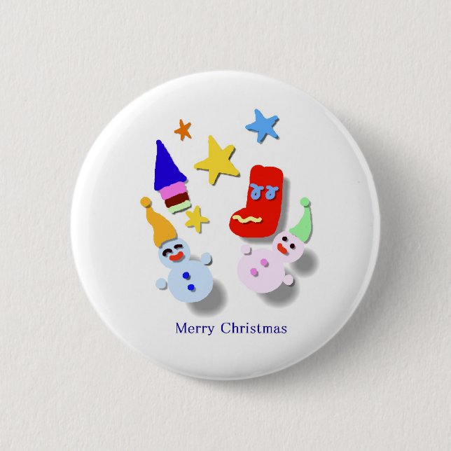 Happy - Christmas Pinback Button (Front)