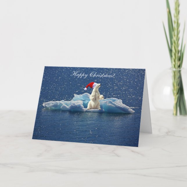Happy Christmas polar bear ice Christmas card (Front)