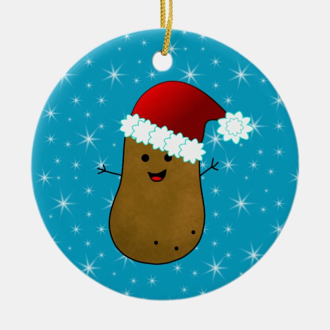 Happy Christmas Potato Ceramic Ornament (Front)