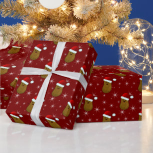Happy Christmas Potato Deep Red Wrapping Paper