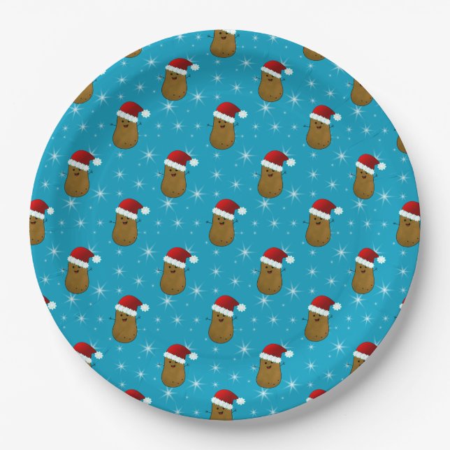Happy Christmas Potato Paper Plates (Front)