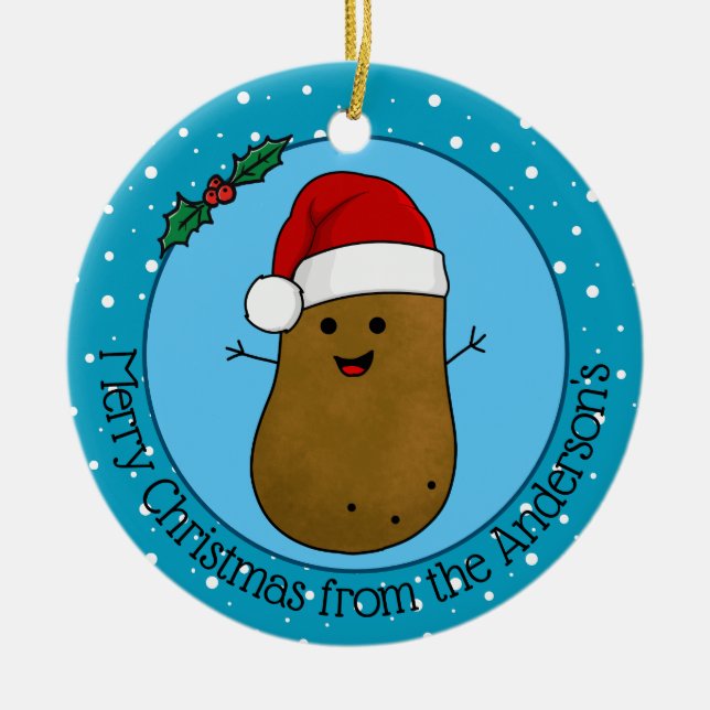 Happy Christmas Potato Personalized Ceramic Ornament (Front)