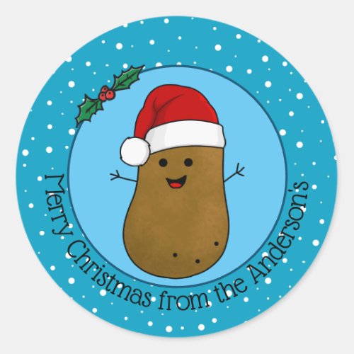 Happy Christmas Potato Personalized Classic Round Sticker
