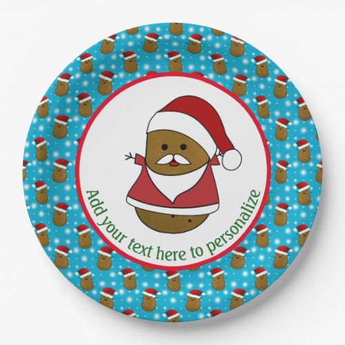 Happy Christmas Potato Wearing A Santa Hat Paper Plates