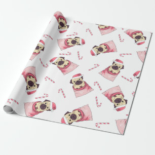 Happy Christmas Pug Pooches   Presents Wrapping Paper