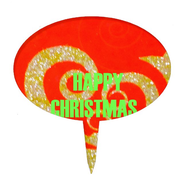 Happy Christmas Red and Gold Collection. Cake Topper (Front)